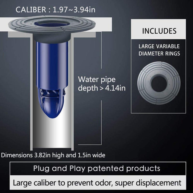 Slaige Shower Floor Drain Backflow Preventer One Way Drain Valve Sewer Core Magnetic Drainage Insert Drain Plug Oversized(2-3.9in hole) (Suitable for Tube Depth 2.56-4.13in) (Caliber 2-3.9in,Depth 4.13in) - Image 2
